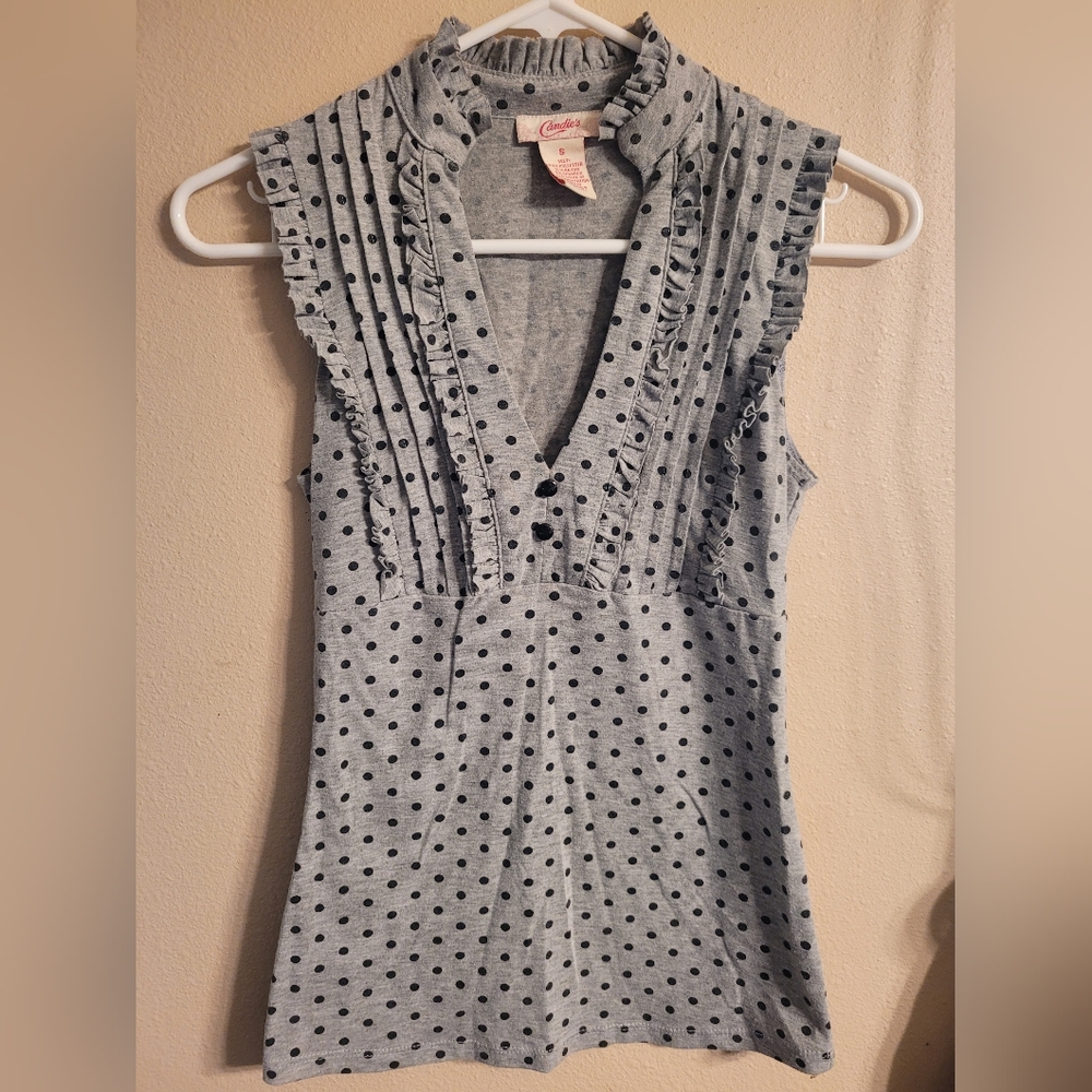 Candies Gray Polka Dot womens Tank Top
